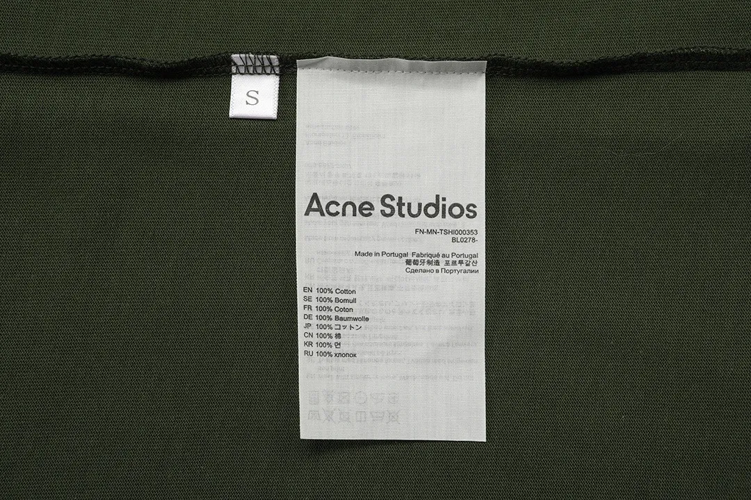 Acne Studios 2026 New Arrival logo Same Style t 100％ 32 ： Green Size：XS S M L